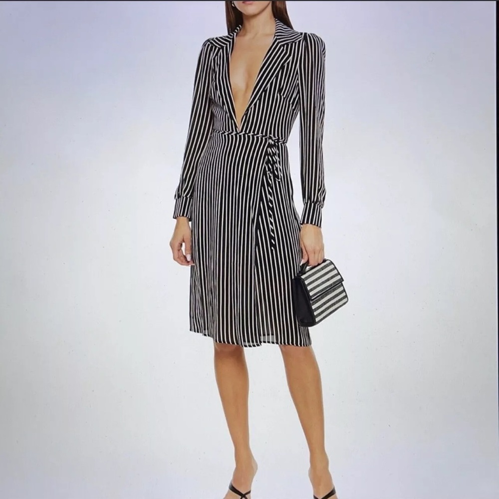 Reformation Salem Striped Crepe Wrap Dress